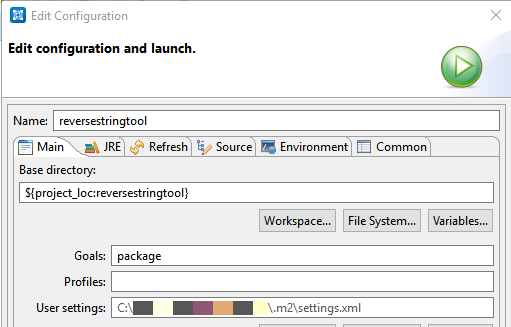 Configure Maven run