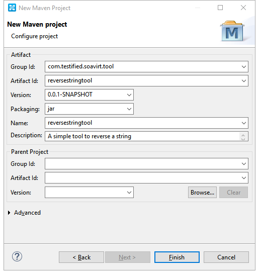 Configure project screen