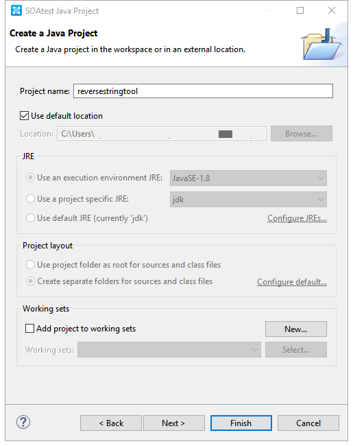 Configure project screen